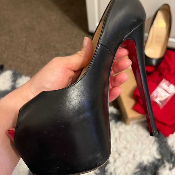 ✨Authentic✨ Christian Louboutin Black Patent Highness Open Toe Platform Heels - Picture 5 of 10
